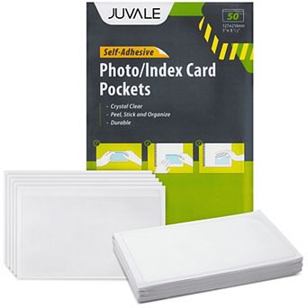 50 Pack Self-Adhesive Index Card Sleeves for Note Cards, 5 x 8 in