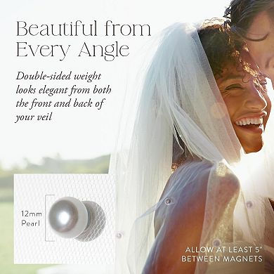 Double-Sided Pearl Veil Weights - 12 Non-Damaging Magnetic Bridal Veil Weights