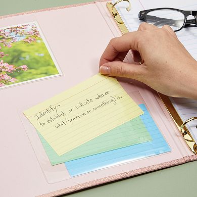 100 Pack Top Load 4x6 Photo Sleeves with Adhesive, Index Card Holder