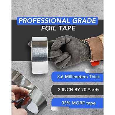 Professional Grade Aluminum Foil Tape - 6 Pack - 2 in by 210 ft (70 yds) 3.6 Mil