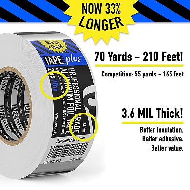 Professional Grade Aluminum Foil Tape - 6 Pack - 2 in by 210 ft (70 yds) 3.6 Mil