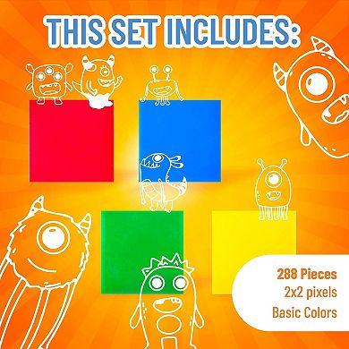 Classic Bricks, 288 Pieces, Blue, Green, Red, and Yellow, 2x2 Pixels