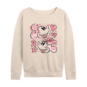 Women's Disney's Mickey & Minnie XOXO Sketch French Terry Long Sleeve Tee