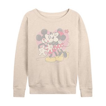 Women's Disney's Mickey & Minnie Valentine's Day Heart French Terry Long Sleeve Tee