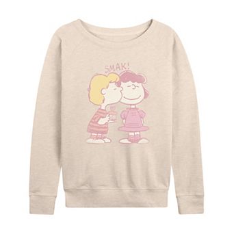 Women's Peanuts SMAK Lucy & Schroeder Distressed French Terry Long Sleeve Tee