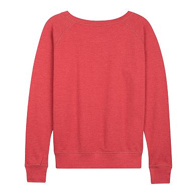 Women's Peanuts Snoopy Hugging Heart French Terry Long Sleeve Tee