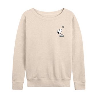 Women's Peanuts Snoopy Heart French Terry Long Sleeve Tee
