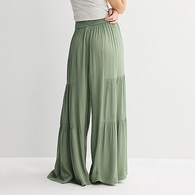Juniors' Pink Republic Tiered Wide Leg Pants