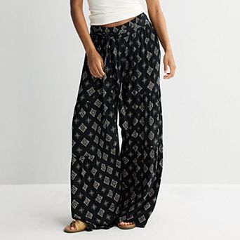 Juniors' Pink Republic Tiered Wide Leg Pants