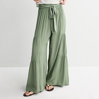 Juniors' Pink Republic Tiered Wide Leg Pants