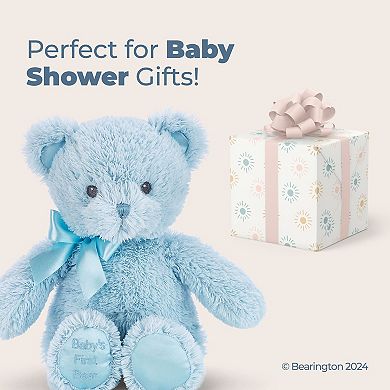 12" Teddy Bear Baby's First, Blue Classic Hand-Sewn Stuffed Animal