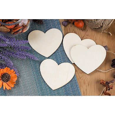 24x Unfinished Wood Cutout Wooden Heart for Valentine's Day DIY Craft Decoration