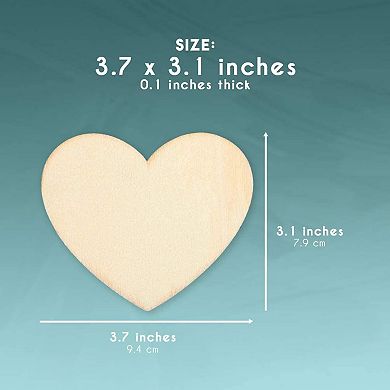 24x Unfinished Wood Cutout Wooden Heart for Valentine's Day DIY Craft Decoration