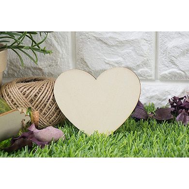 24x Unfinished Wood Cutout Wooden Heart for Valentine's Day DIY Craft Decoration