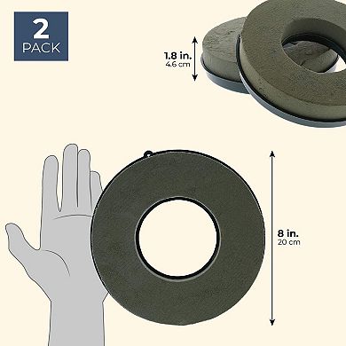 2-Pack Floral Foam Ring for Wedding Party Fresh Flowers Decoration 7.8" Diameter