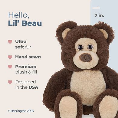 Lil' Beau Small Brown Plush Stuffed Animal Teddy Bear, 7 inches