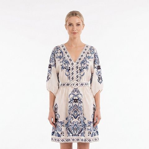 Женские платья Maison Women's Maison Tara Placement Print Belted Short Dress