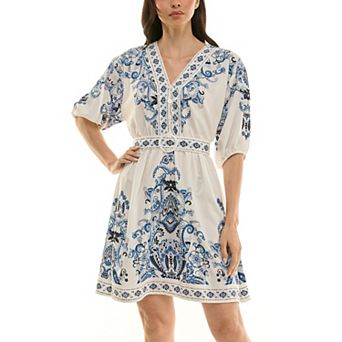 Women's Maison Tara Placement Print Belted Short Dress