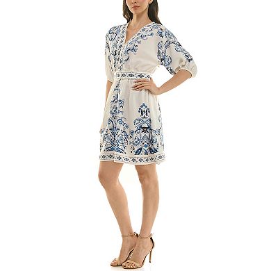 Women's Maison Tara Placement Print Belted Short Dress