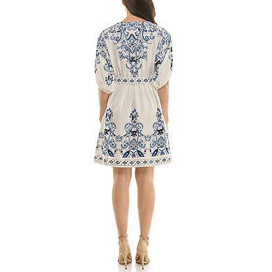 Women's Maison Tara Placement Print Belted Short Dress
