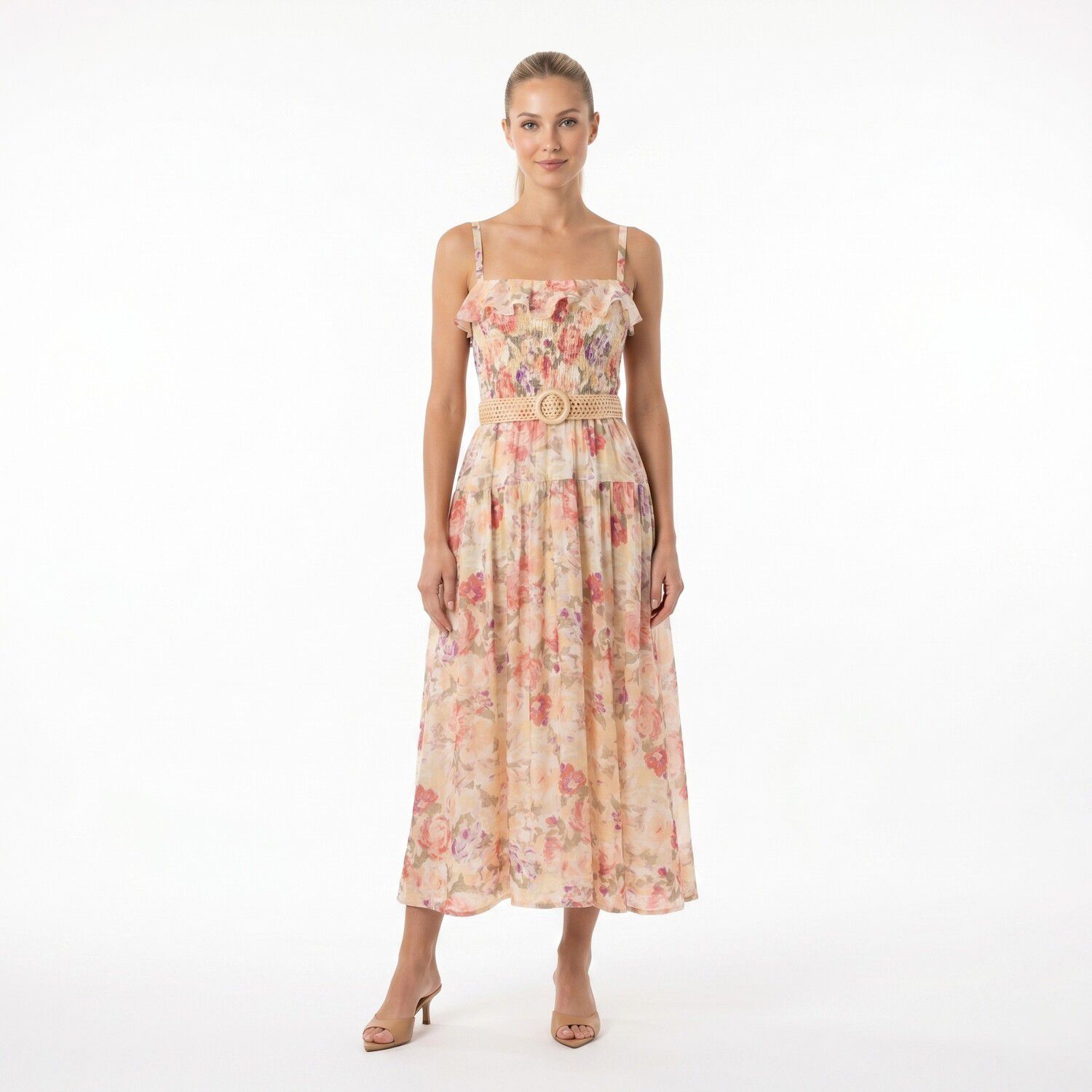Женское платье Maison Tara Smocked Belted Voile Midi