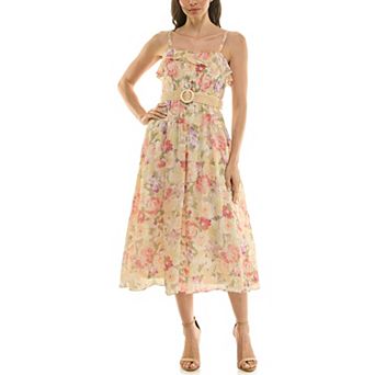 Women's Maison Tara Smocked Belted Voile Midi Dress