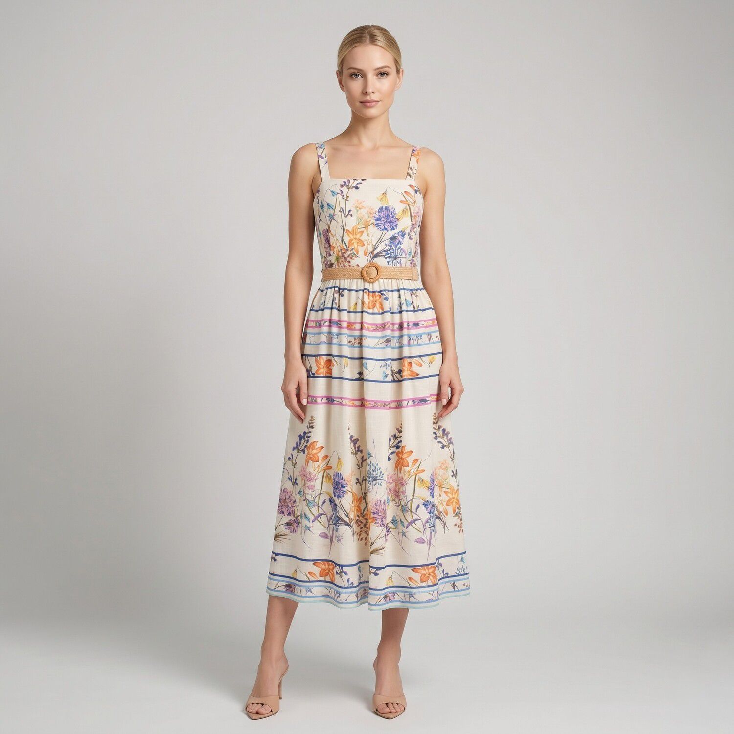 Женские платья Maison Tara Belted Floral Print Sundress