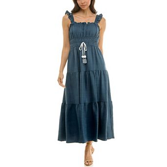 Women's Maison Tara Ruffled Twill Tiered Midi Dress