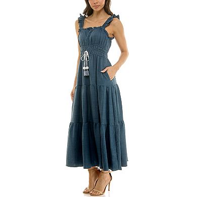 Women's Maison Tara Ruffled Twill Tiered Midi Dress