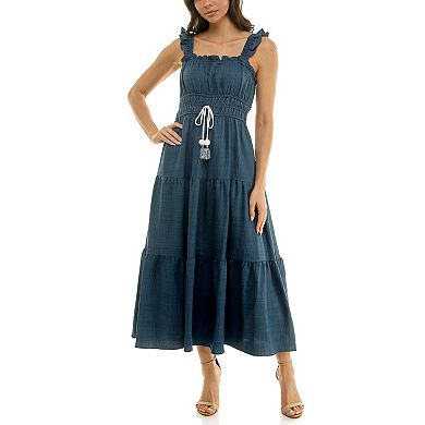 Women's Maison Tara Ruffled Twill Tiered Midi Dress