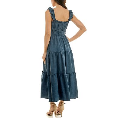 Women's Maison Tara Ruffled Twill Tiered Midi Dress