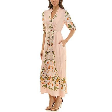 Women's Maison Tara Belted Floral Print Midi Dress