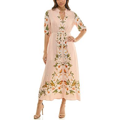Women's Maison Tara Belted Floral Print Midi Dress