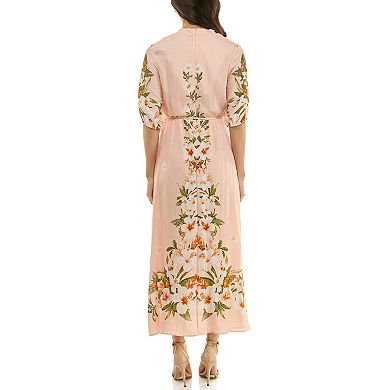 Women's Maison Tara Belted Floral Print Midi Dress