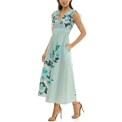 Women's Maison Tara Stretch Cotton Poplin Printed Midi Dress