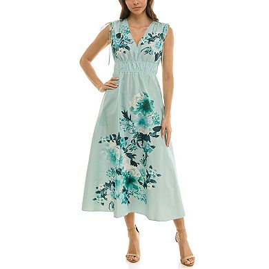 Women's Maison Tara Stretch Cotton Poplin Printed Midi Dress
