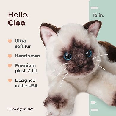 15 Inch Cat Cleo - Plush Stuffed Animal Siamese Kitten