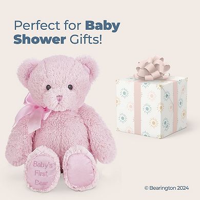 12" Teddy Bear Baby's First, Pink Classic Hand-Sewn Stuffed Animal