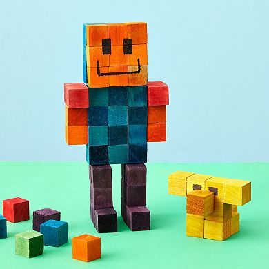 100-Piece Wooden Blocks for Crafts, Colorful Small Cubes, 6 Colors, 0.6 In