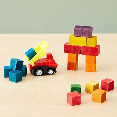 100-Piece Wooden Blocks for Crafts, Colorful Small Cubes, 6 Colors, 0.6 In