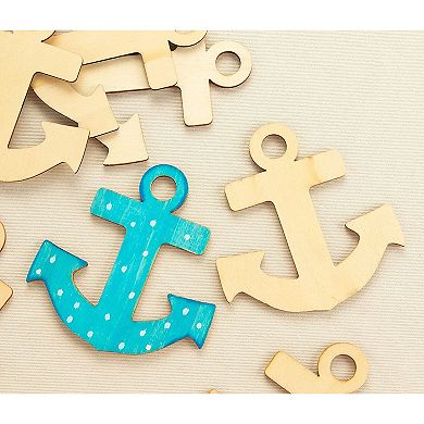 24-Pack Unfinished Wood Cutout Anchor Shaped for DIY Craft Art Class Home Décor