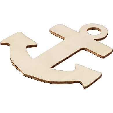 24-Pack Unfinished Wood Cutout Anchor Shaped for DIY Craft Art Class Home Décor