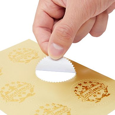 48 Sheets Blue Certificate of Recognition Paper with Gold Stickers, 8.5 x 11 In