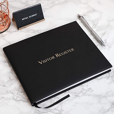 Juvale Visitor Register Sign in Log Book, Black, 9" x 7.3" x 0.75" 80 Sheets