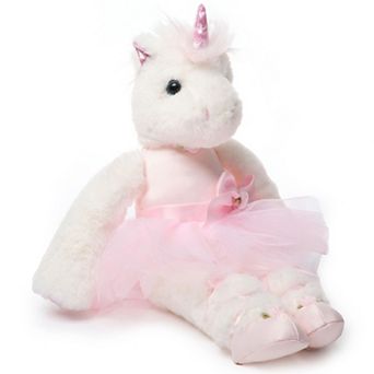 Dreamer White Plush Unicorn Stuffed Animal Ballerina in Pink Ballet Outfit, 14"