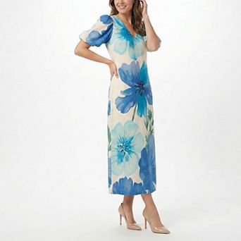 Women's Taylor Puffed Sleeve V-Neck Floral Dress