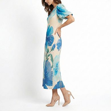 Women's Taylor Puffed Sleeve V-Neck Floral Dress