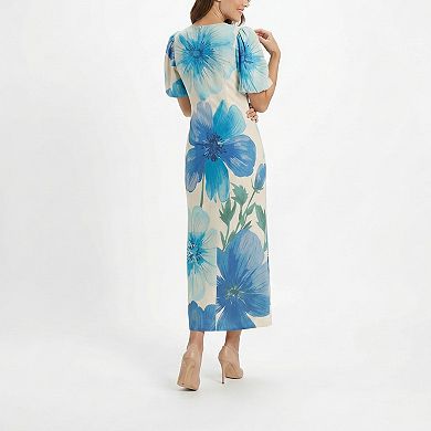 Women's Taylor Puffed Sleeve V-Neck Floral Dress