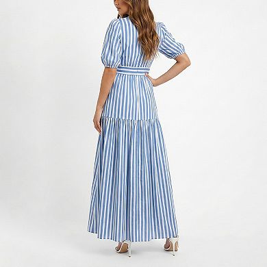Women's Taylor Twist Front Striped Maxi Dress