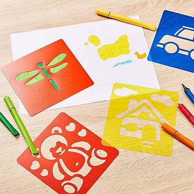 54 Pack Hollow Drawing Stencils, Plastic Animal Stencils for Crafts, 5.6x6"